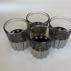 RAG & BONE New York Shot Glasses Set of 4 Glass with Silver 1.5 ounce